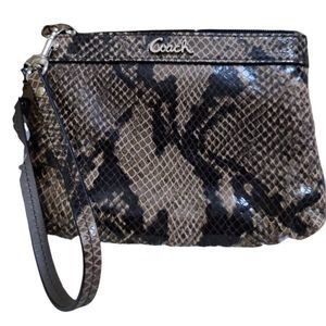 Coach Soho Embossed Exotic Madison Wristlet Leather Black Grey